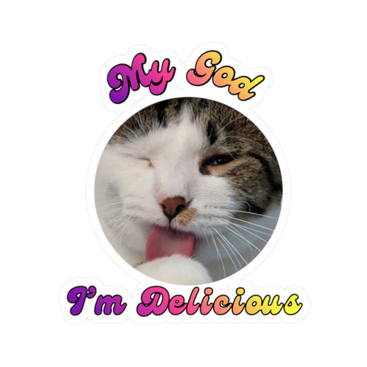 My God I'm Delicious Cat Sticker for Laptops 2"x2"