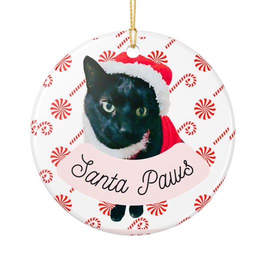 Ceramic Santa Paws Cat Christmas Ornament