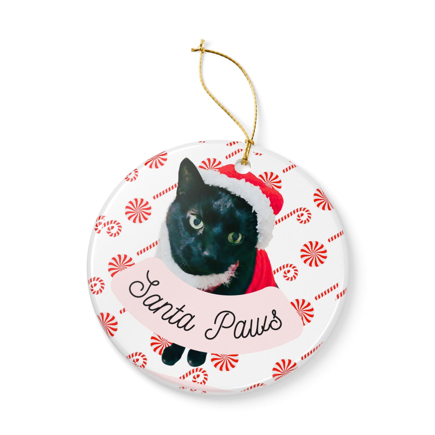 Ceramic Santa Paws Cat Christmas Ornament