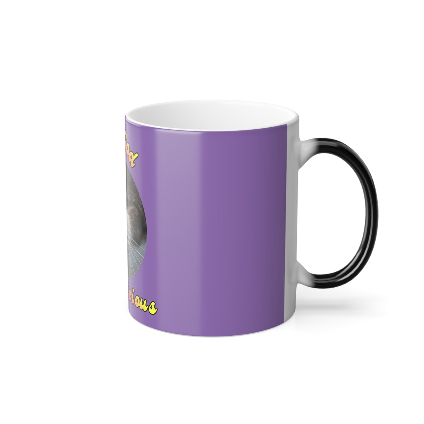 "My God, I'm Delicious" Color Morphing Ceramic Cat Mug, 11oz