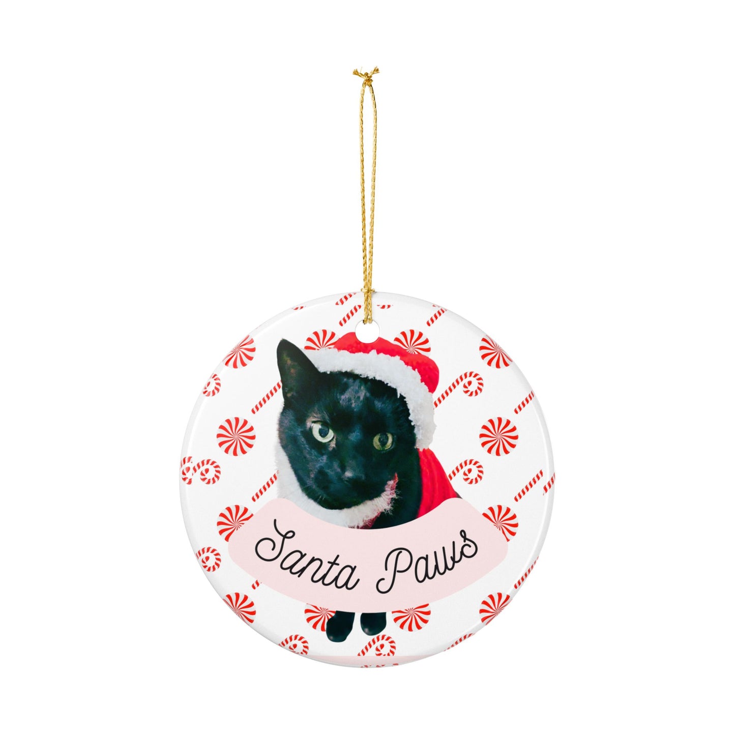 Ceramic Santa Paws Cat Christmas Ornament