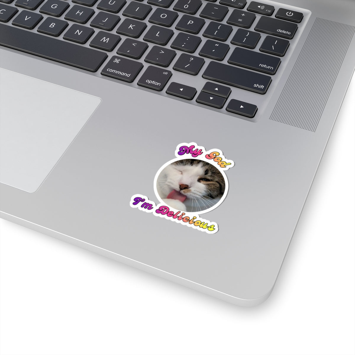 My God I'm Delicious Cat Sticker for Laptops 2"x2"