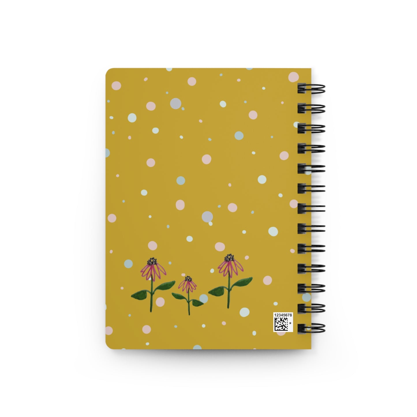 Toadstool Cat Flowers Spiral Bound Journal Notebook with Polka Dots