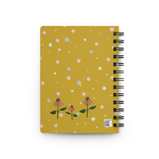 Toadstool Cat Flowers Spiral Bound Journal Notebook with Polka Dots